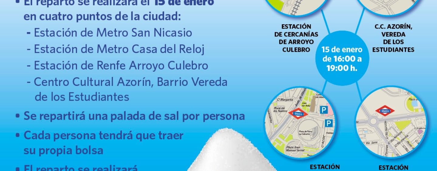 El Ayuntamiento reparte 12 toneladas de sal entre los vecinos el viernes 15