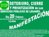 Manifestación 20 de febrero por los servicios públicos en Leganés.